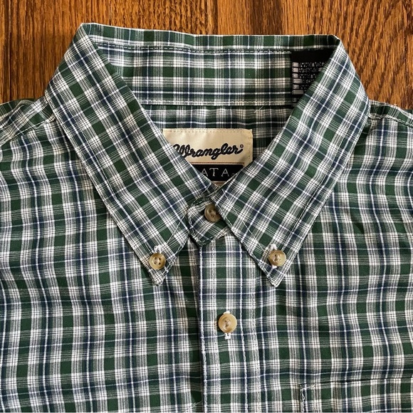 Wrangler Riata Boys Button Down Collar Green Plaid Long Sleeve Size XL - Picture 7 of 10